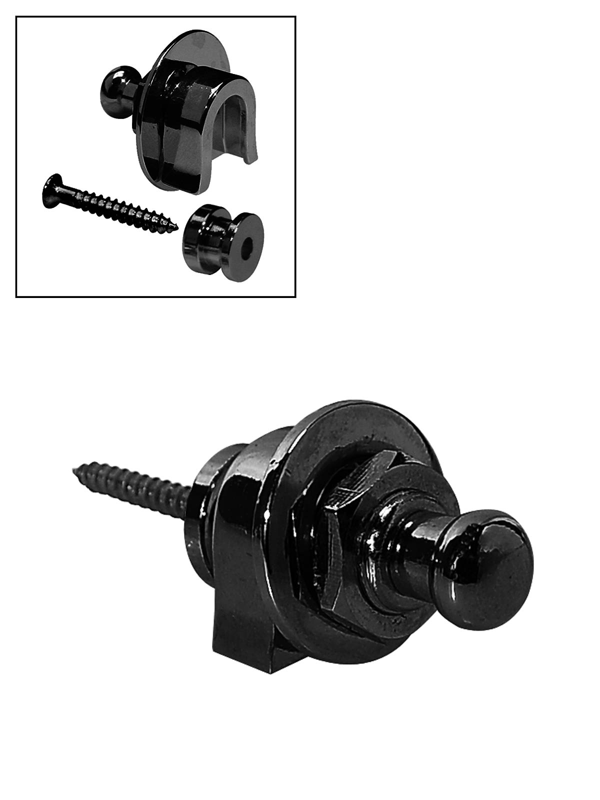 Straplock systeem, met schroef,kleur zwart