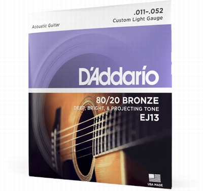 D'Addario akoestisch snarenset light, bronze 11-52