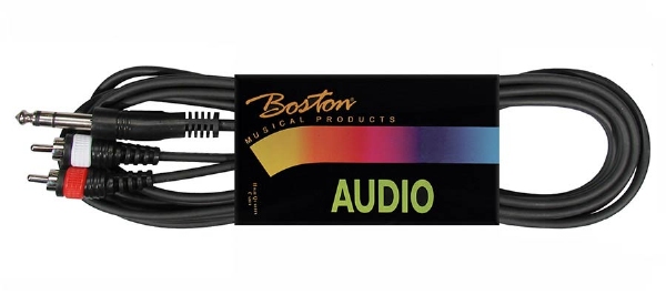 Boston audio cable, black, 2x rca - jack stereo, 6.00 meter