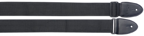Gevlochten gitaarband, zwart nylon - lang
