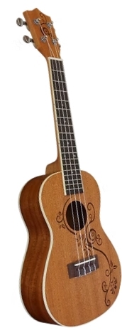 CLX concert ukelele Flowers mahonie