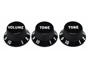 Fender strat knobs for CTS shaft size, 1V + 2T, black