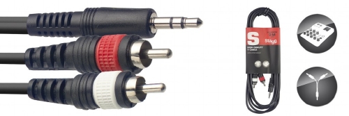 Stagg, 1M Y-KABEL minST JCKm-2RCAm/GG