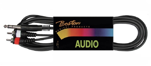 Boston audio cable, black, 2x rca - jack stereo, 6.00 meter