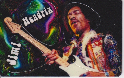 Plectrum kaart Jimmy Hendrix (A) op creditcard formaat
