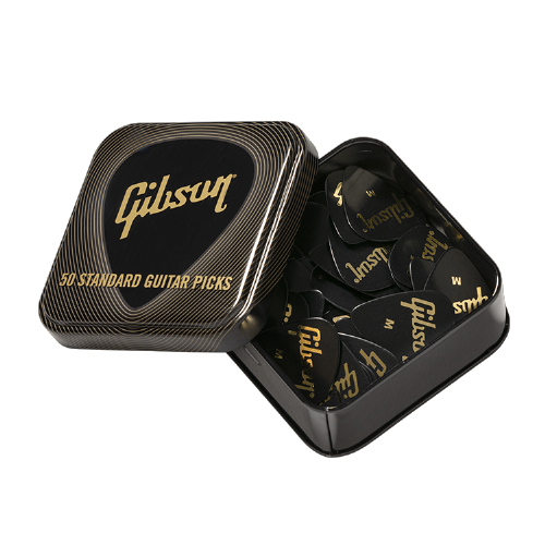 Blikje met 50 GIBSON plectrums medium